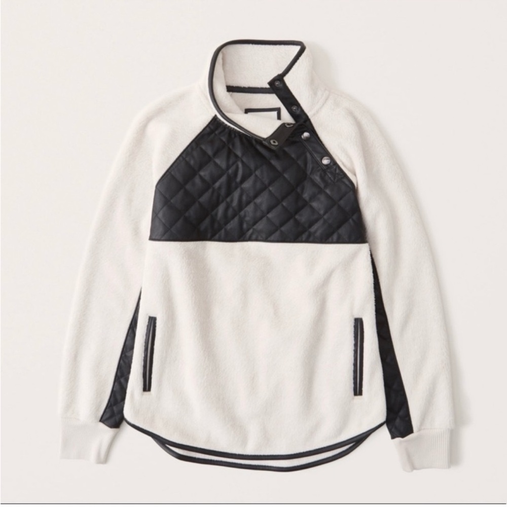 Abercrombie Asymmetrical Leather Snap Up Pullover